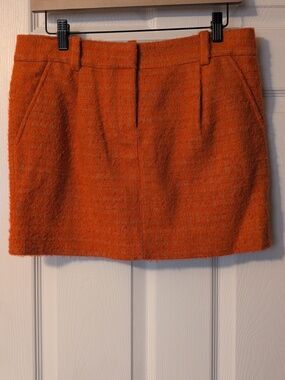 J. Crew Orange/Tan Wool Blend Pencil Skirt